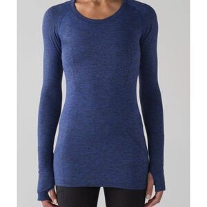 LULULEMON ATHLETICA Swiftly Tech Long Sleeve Crew In Blazer Blue/Black Size 4
